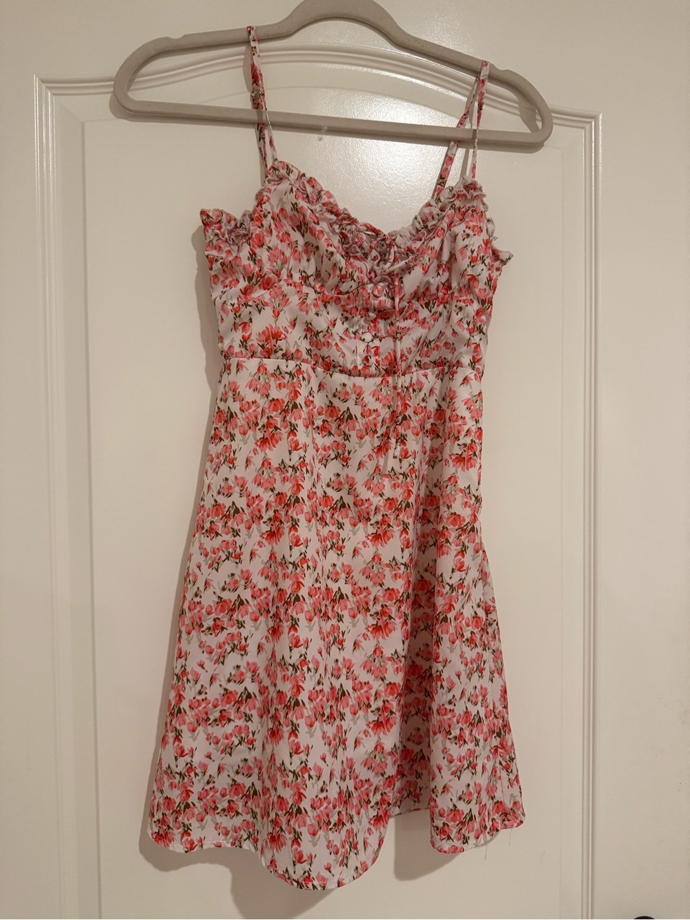 Hello Molly White Mini Dress with Coral Floral Print - Picture 3 of 3